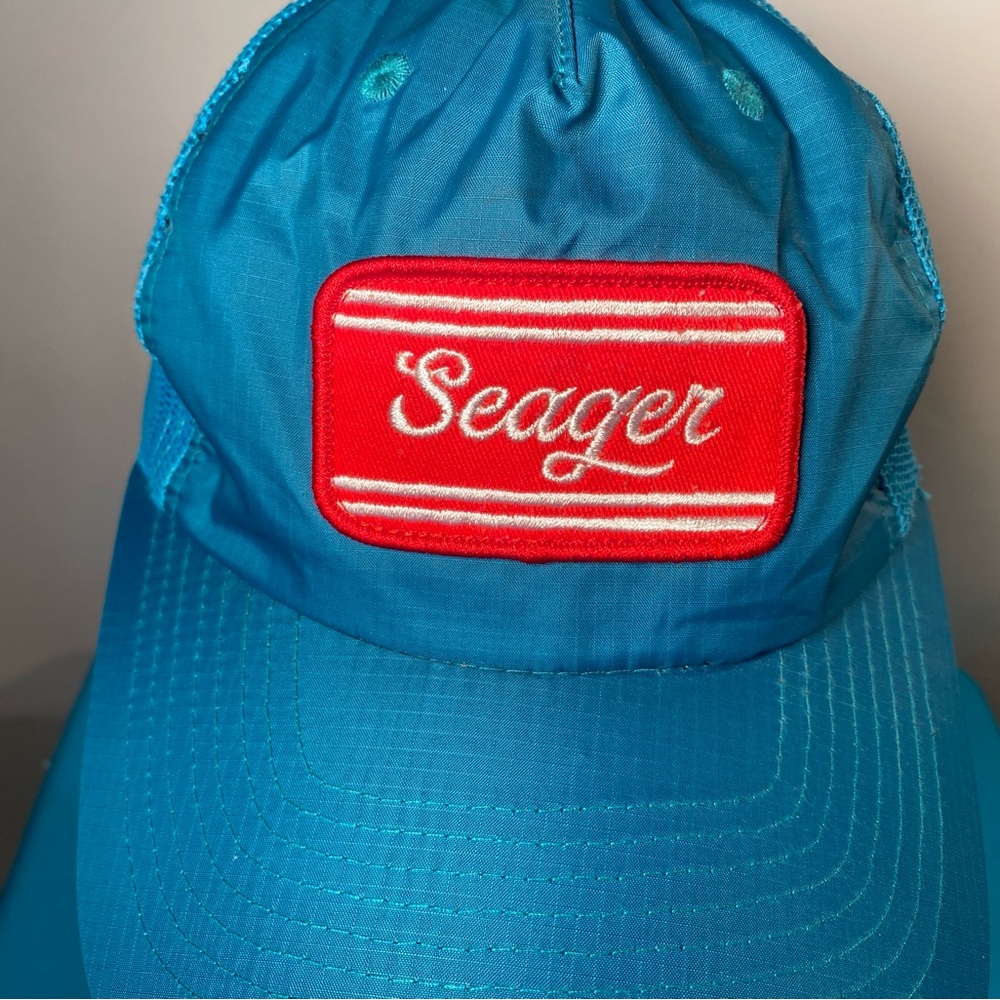 Seager Blue Mesh SnapBack Men's Hat - Picture 2 of 9